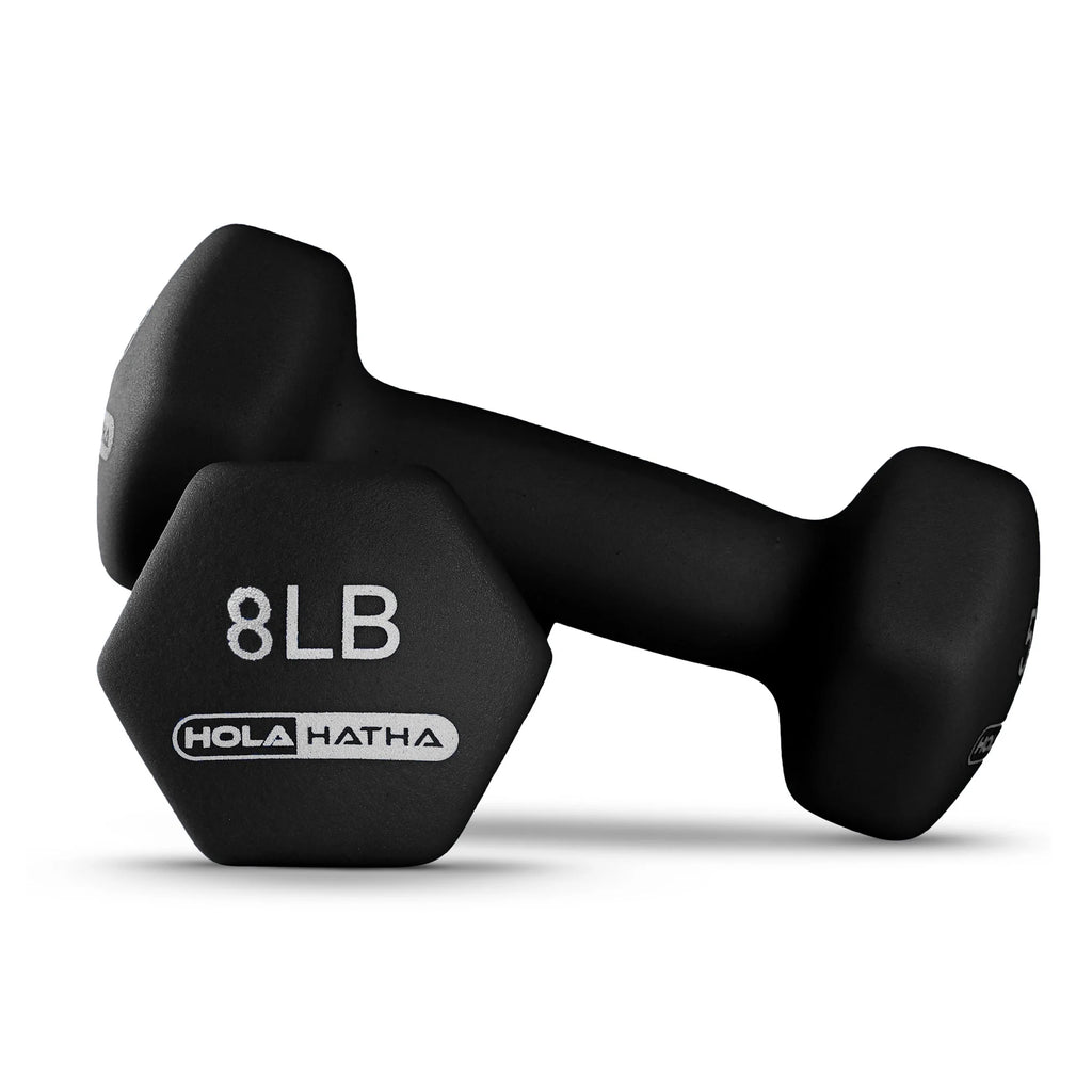 HolaHatha Neoprene Dumbbell Weight Set with Rack (Black), 112.5 lb