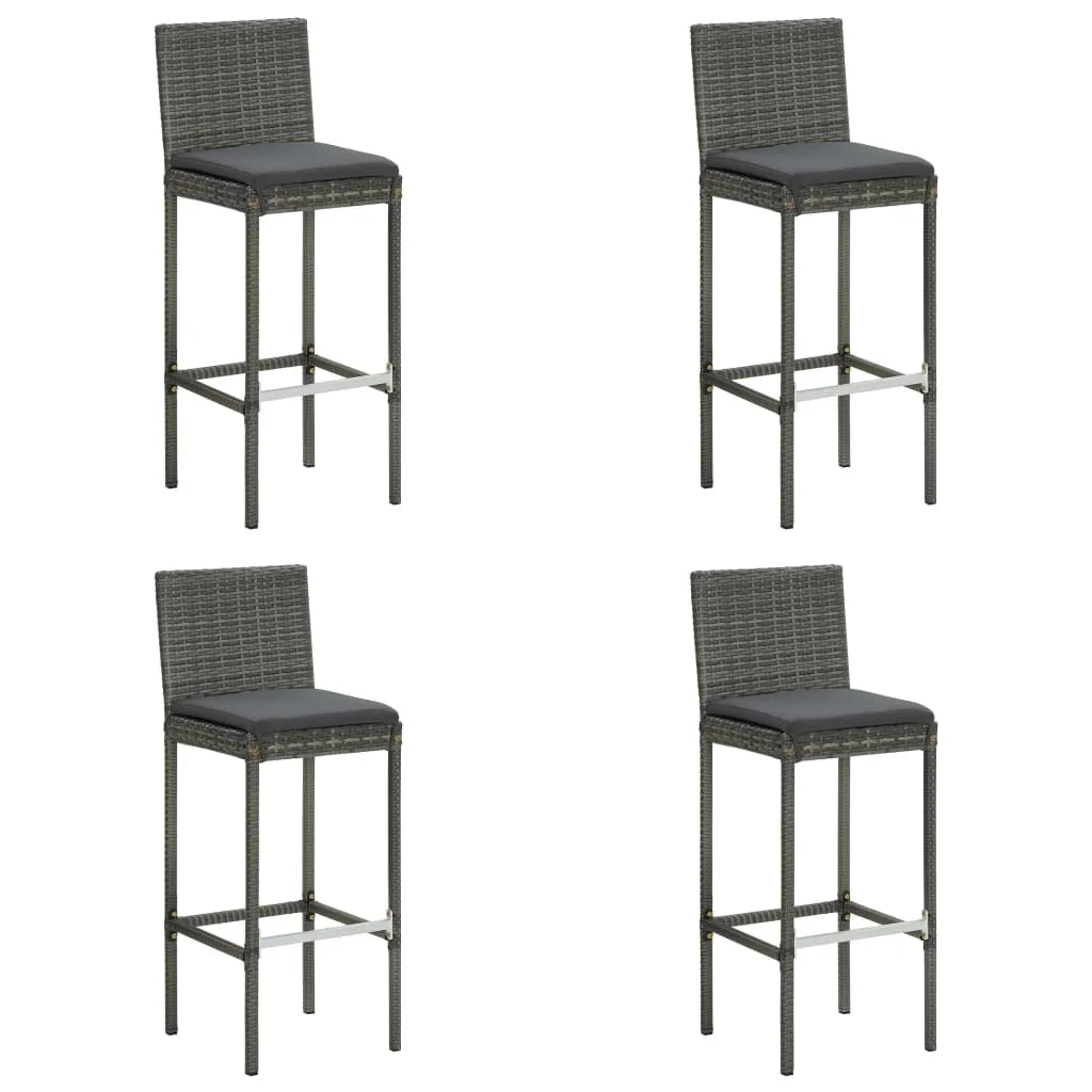 vidaXL Patio Bar Set Outdoor Bistro Set Bar Stool Bistro Table Poly Rattan
