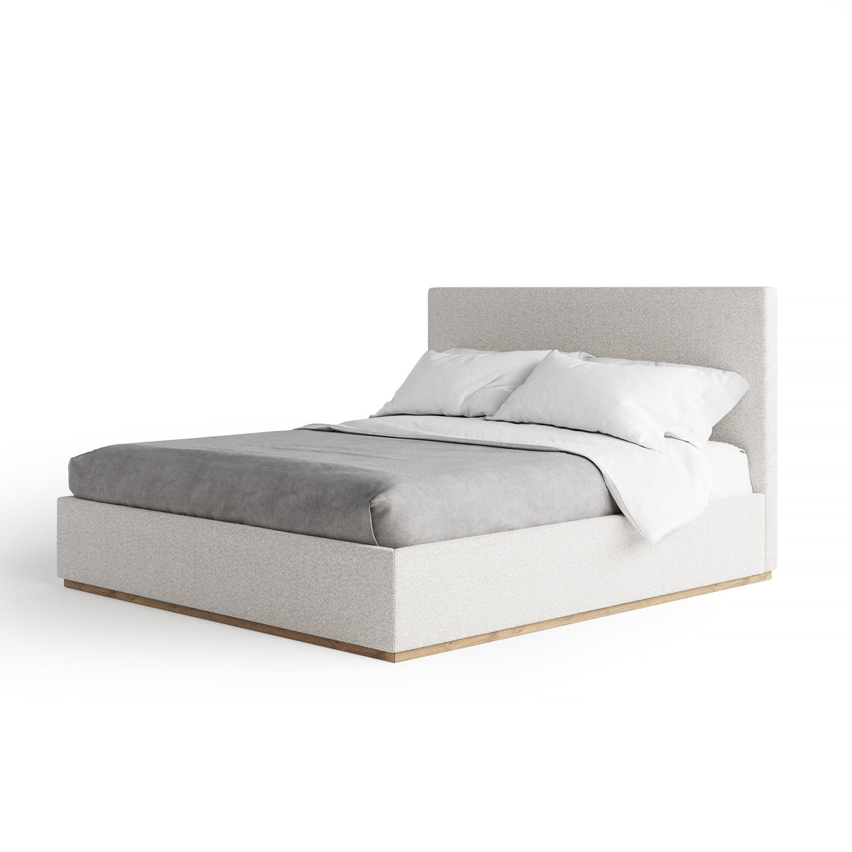 Modern King Bed Frame with Headboard - Upholstered King Size - Monaco Bed - Free Assembly, Sturdy Wood Platform Bedframe, Strong Wooden Slats, Strong Weight Capacity, Non-Slip and Noise-Free