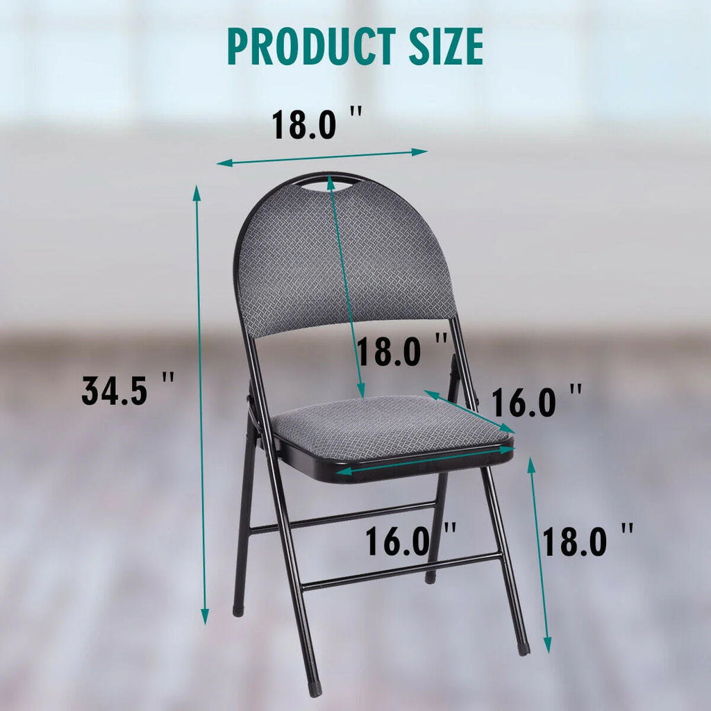 Costway Set of 6 Folding Chairs Fabric Upholstered Padded Seat Metal Frame Home Office