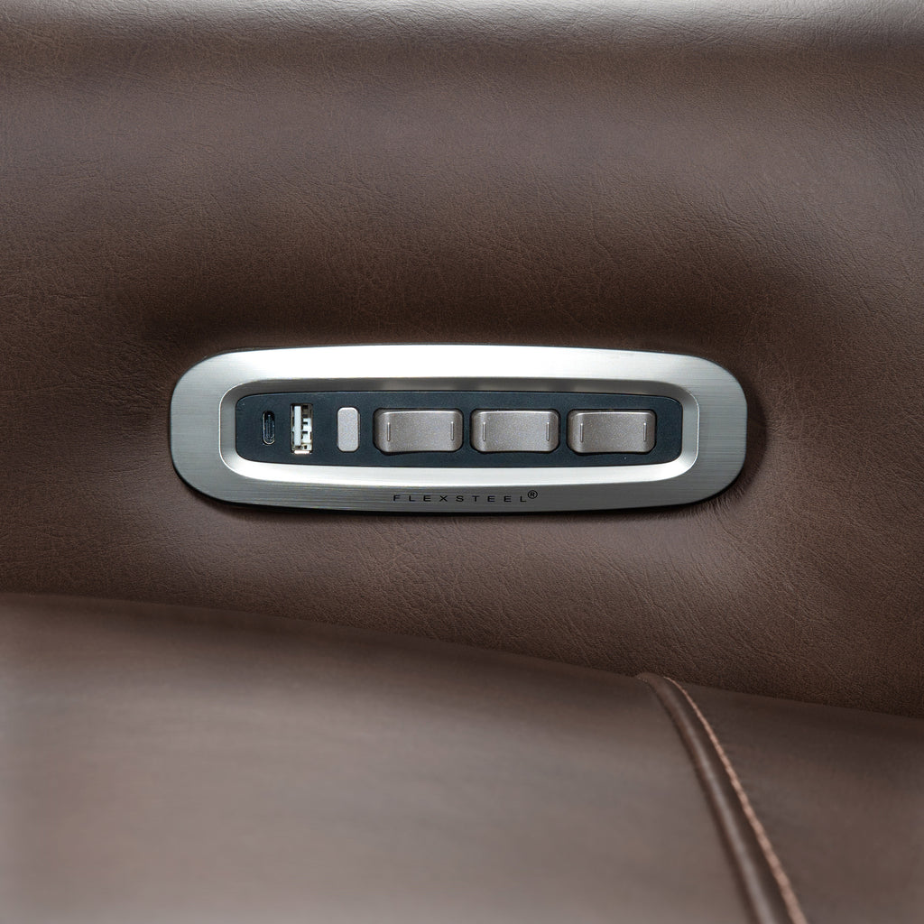 Flexsteel Griffin Italian Leather Power Reclining Sofa with Power Headrests