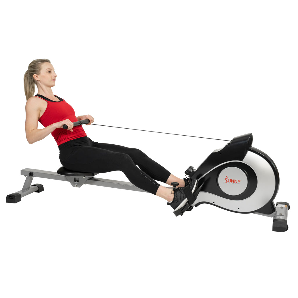 Sunny Health & Fitness 53.4" Extended Slide Rail Magnetic Rowing Machine Rower with Free SunnyFit App Membership - SF-RW5515