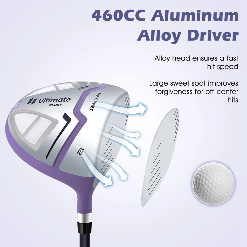 Ultimate Women’s Complete Golf Club Set Golf Club Package Set w/ Rain Hood, Right Hand Purple
