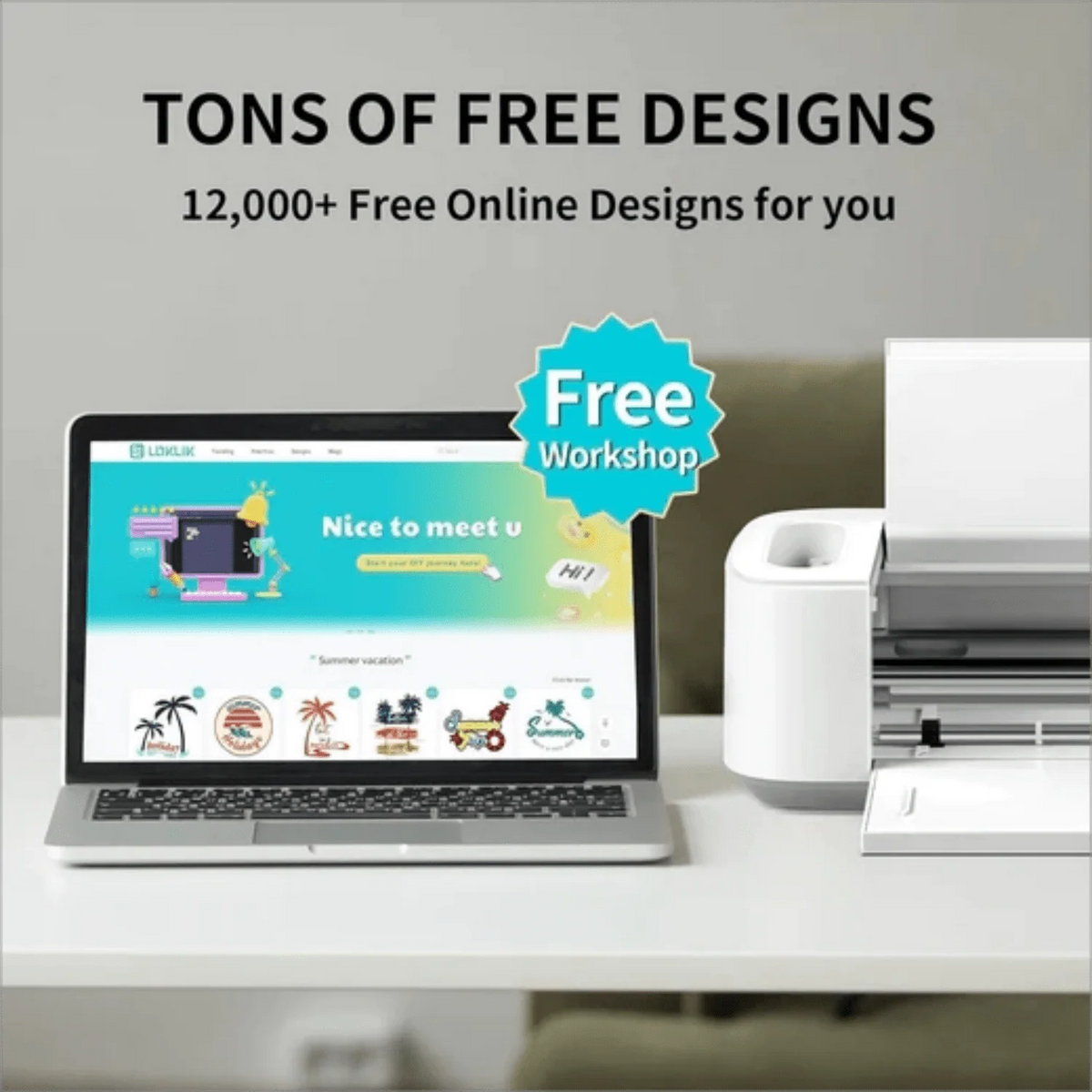 HTVRONT by LOKLiK DIY Cutting Machine for All Vinyl Crafts w/ Bluetooth & USB for Windows & Mac Vinyl Cutter Machine for Cricut Vinyl