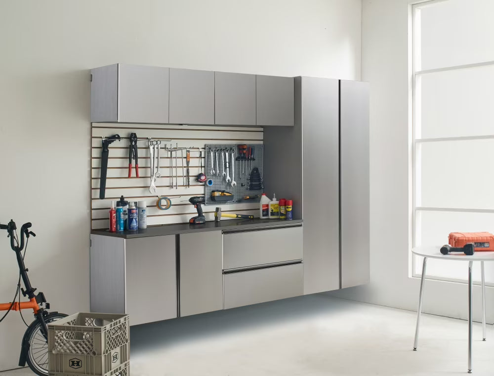7-Piece Storage Cabinet Set, Modern Style Kitchen Furniture Set with Stand Cupboard and Console Table, Wall-Mounted or Free-standing Cabinet Set for Living Room, Kitchen, Dark Gray