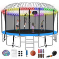 Fiziti Trampoline with Basketball Hoop & Enclosure, 2000lbs 12FT 14FT 16FT Trampoline for 6-8 Kids and Adults, Outdoor Backyard Trampoline with Light,Hose,Ladder, Socks