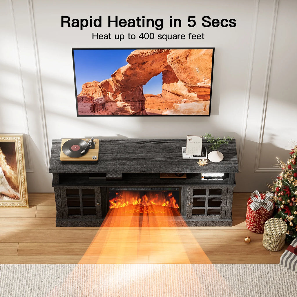 Electric Fireplace TV Stand for 75�� TVs Fireplace Entertainment Center TV Console Table with 23�� Fireplace, Holds up to 200 lbs