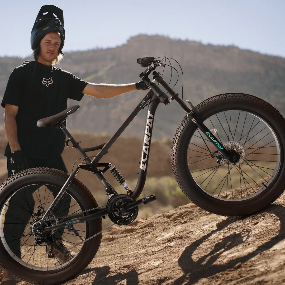 26 in Men's Fat Tire Bike,Shimano 21-Speed,Full Suspension Mountain Bike,Black