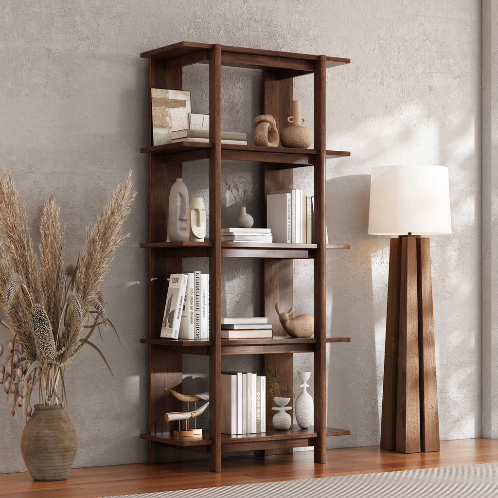 Christopher Knight Home 4-Tier Open Bookcase, 70.2" Solid Acacia Wood Modern Display Bookshelf, Ebonized Finish