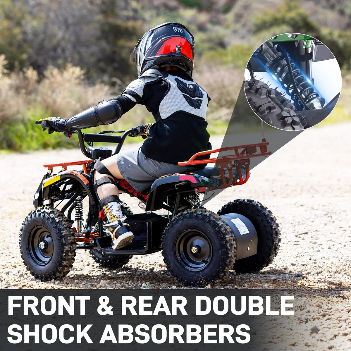 Aoemoe 500W 36V Battery-Powered Ride-On Off-Road 4-Wheeler �C 15 Mile Range, Flame