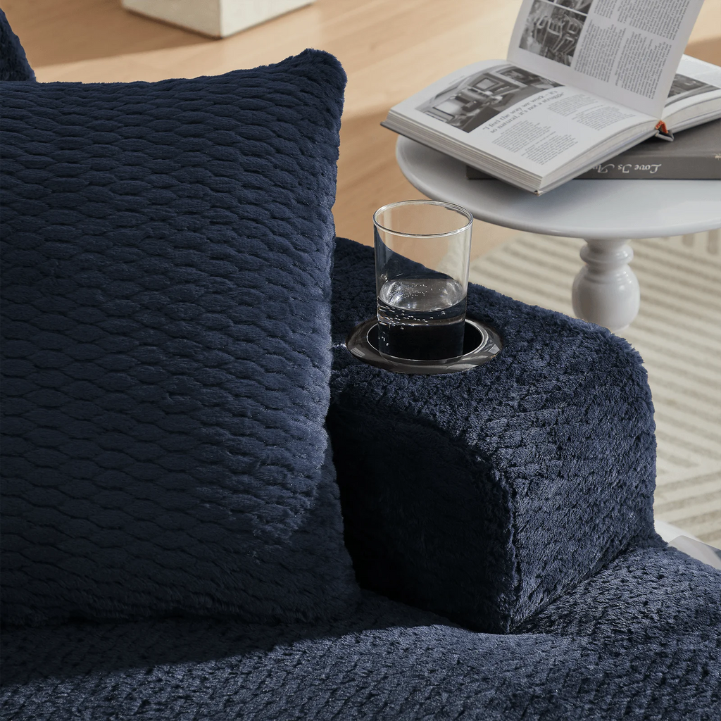Lovableguy Oversized Chaise Lounge Chair Indoor,Comfy Deep seat Lounge Sofa with Cup Holders and Storage Pockets,Sleeper Sofa Bed for Living Room,Bedroom,No Assembly Required,Cream