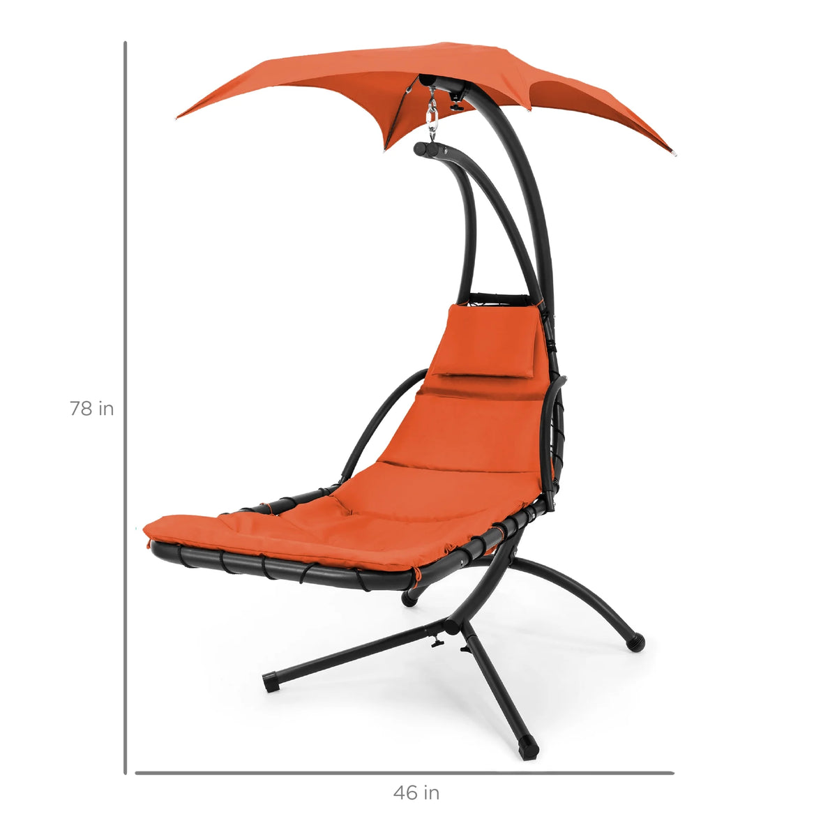 Best Choice Products Hanging Curved Chaise Lounge Chair Swing for Backyard, Patio w/ Pillow, Shade, Stand - Teal