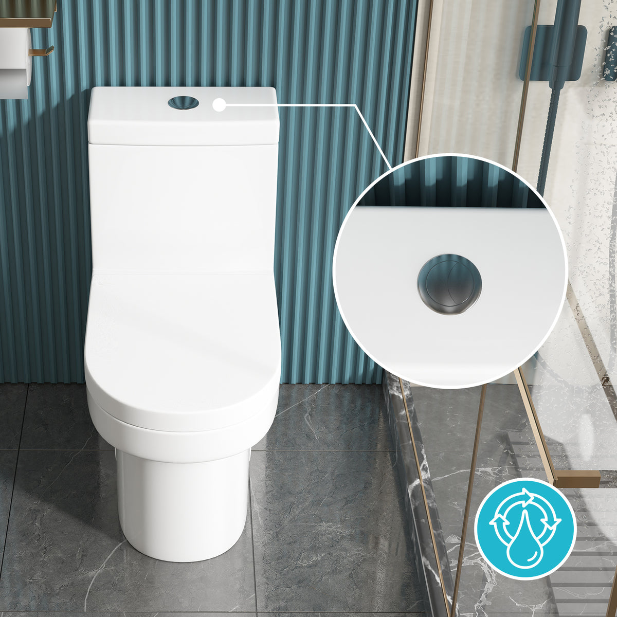 Puremind One-Piece Elongated Ceramic Toilet,4/6 Dual Flush 1.28 Gpf, White (27.6''Dx15''Wx29.5''H)