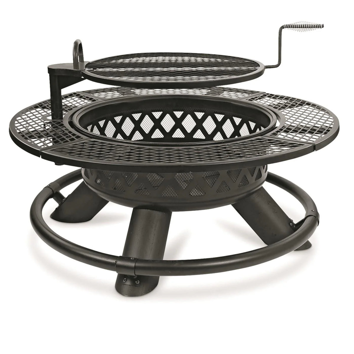 CASTLECREEK 47" Fire Pit BBQ Grill Outdoor Wood Burning Steel Log Firepit for Camping, Grilling, Smores, Yard, Cooking Outside, Barbecue, Bonfire