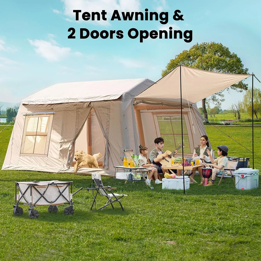 NAIZEA Inflatable Tents for Camping, Blow Up Tent with Hand Pump, Easy Setup Inflatable Hot Tent with Stove Jack, Waterproof Oxford Air Glamping Tents for Camping Adult 4-6 Person
