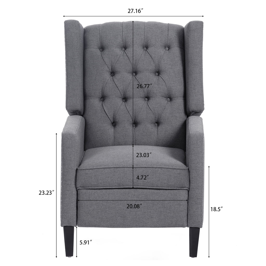 Recliner Chair, Living Room Chairs with Arms, Adjustable Single Reclining Sofa, Home Theater Seating Arm Chair with Thick Padded Seat, Footrest, Lounge Chair for Bedroom, Blue