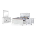 FOA Ender 5pc White Wood Bedroom Set - Full + 2 Nightstands + Dresser + Mirror