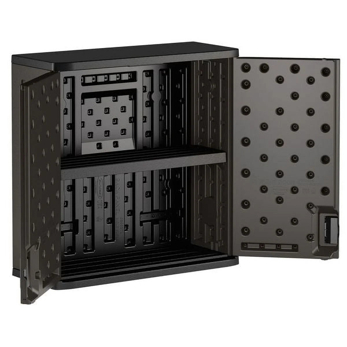 Suncast Commercial Grade Resin 1-Shelf Wall Storage Cabinet for Garage or Shed, Black