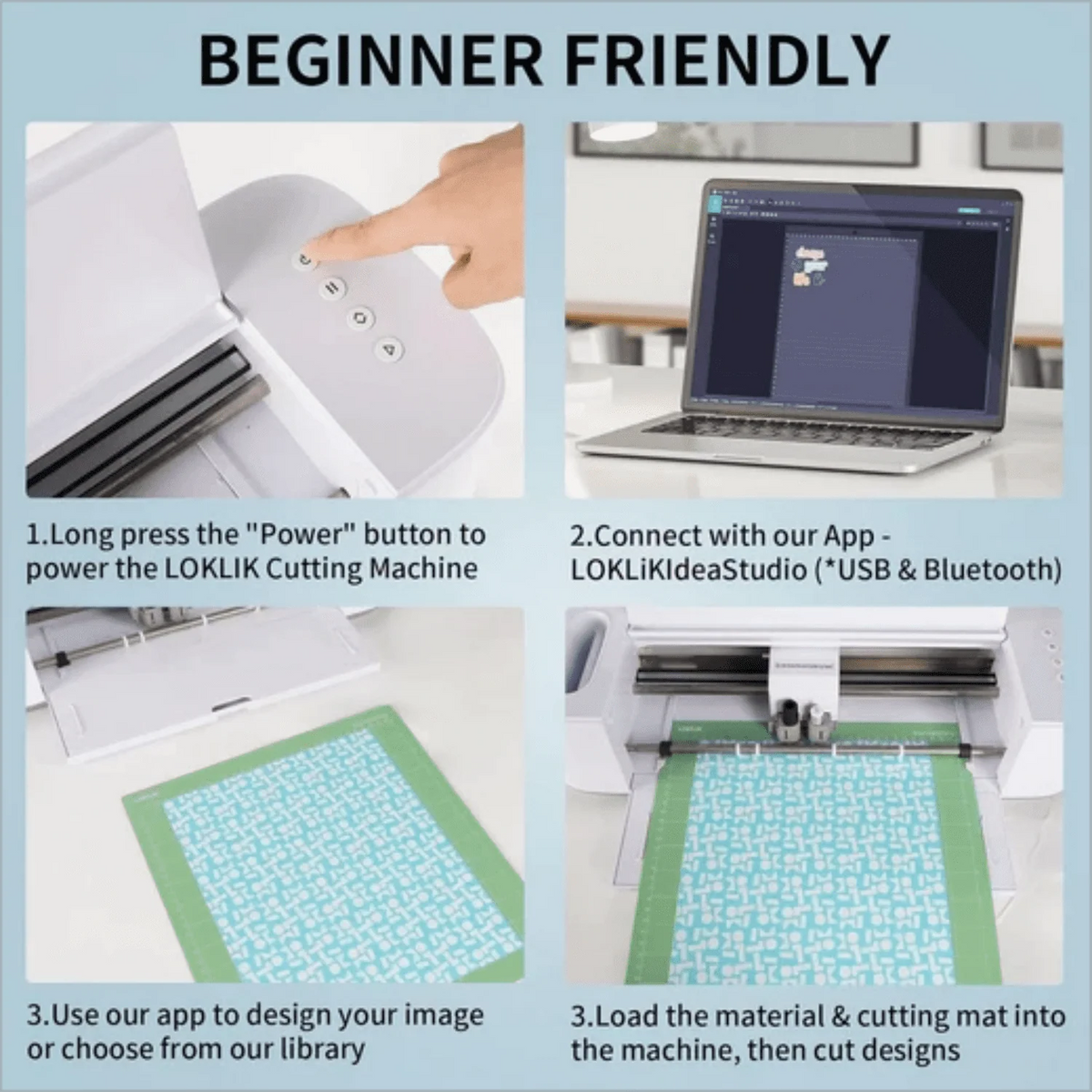 HTVRONT by LOKLiK DIY Cutting Machine for All Vinyl Crafts w/ Bluetooth & USB for Windows & Mac Vinyl Cutter Machine for Cricut Vinyl