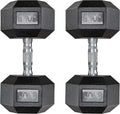 Pirecart Dumbbells Rubber Coated Cast Iron Hex Black Dumbbell Workout Dumbbell Set, 60lbs Pair