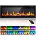 Simzlife 50 inch Indoor Electric Fireplace, Wall Mounted Recessed Freestanding Fireplace with Remote Control, Fireplace Heater with Adjustable Flame Color, Linear Fireplace with Timer
