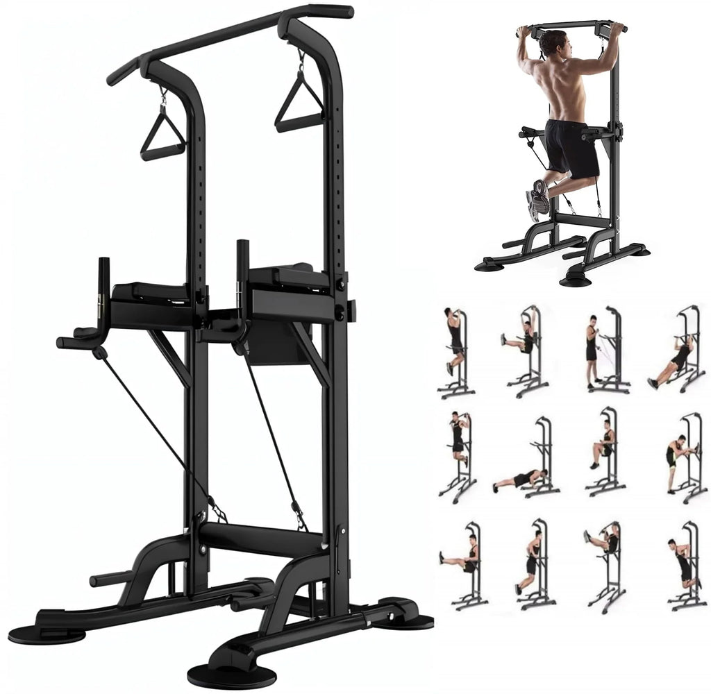 Tappio Multifunction Power Tower Dip Bar Station Pull Up Bar Stand for Home Gym, Adjustable Strength Training Fitness Equipment with Backrest,400lb Capacity