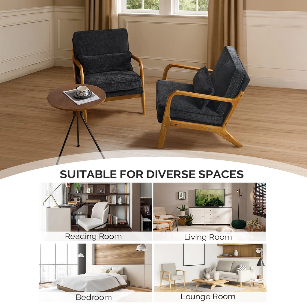 Ktaxon Accent Chair Corduroy Upholstered Armchair, Reading Club Chair with Pillow and Solid Wood Frame for Living Room Bedroom Furniture Off White