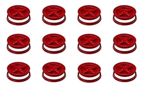 Set of 12 Red Gamma Seal Lids - Leak-Proof, Twist-Lock Tops for 3.5 to 7 Gallon Buckets