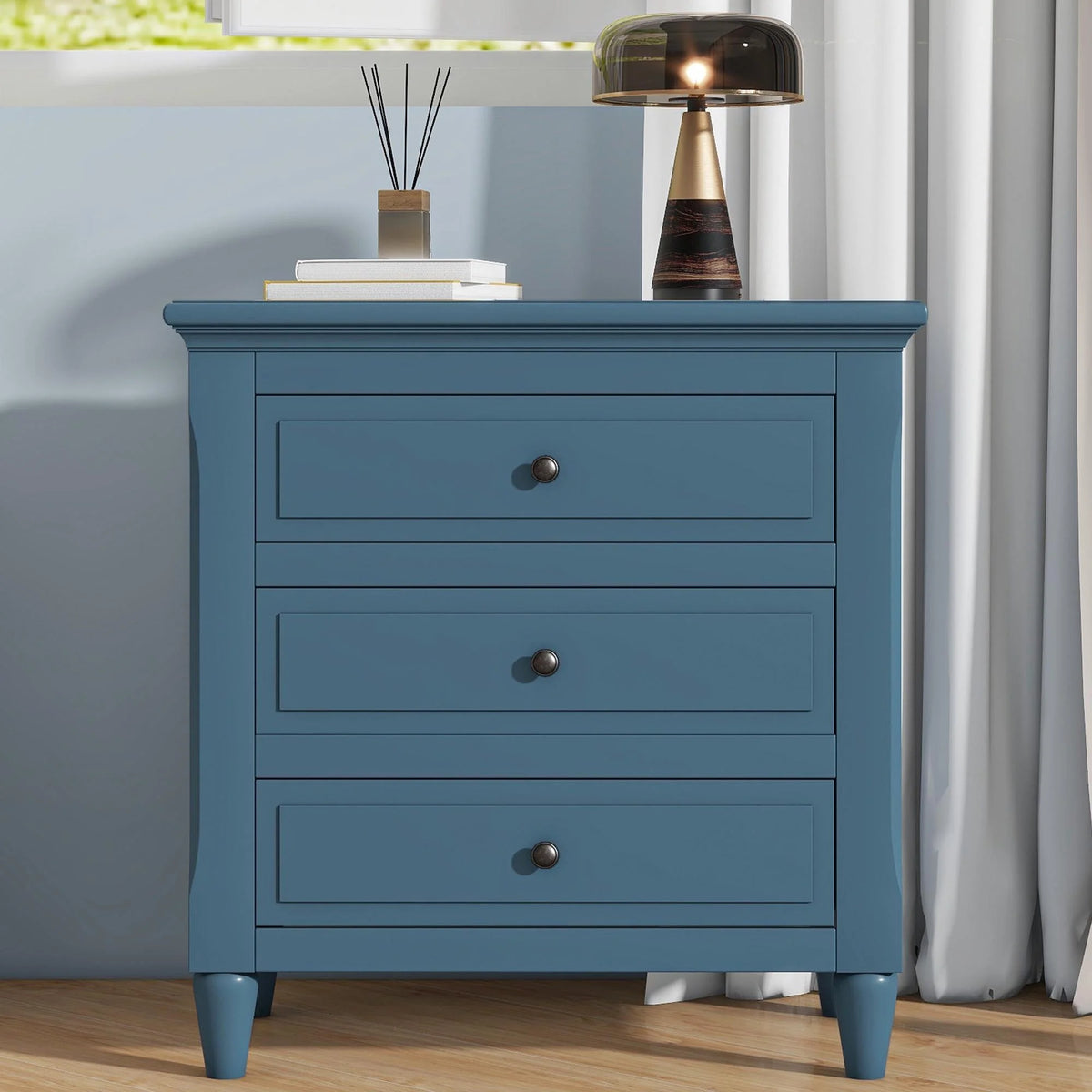 White Nightstand for Bedroom, Atumon Nightstand with 3 Drawers, Wood Bedside Table, Modern Nightstand Furniture for Bedroom, 28"L x 16.9"W x 28"H