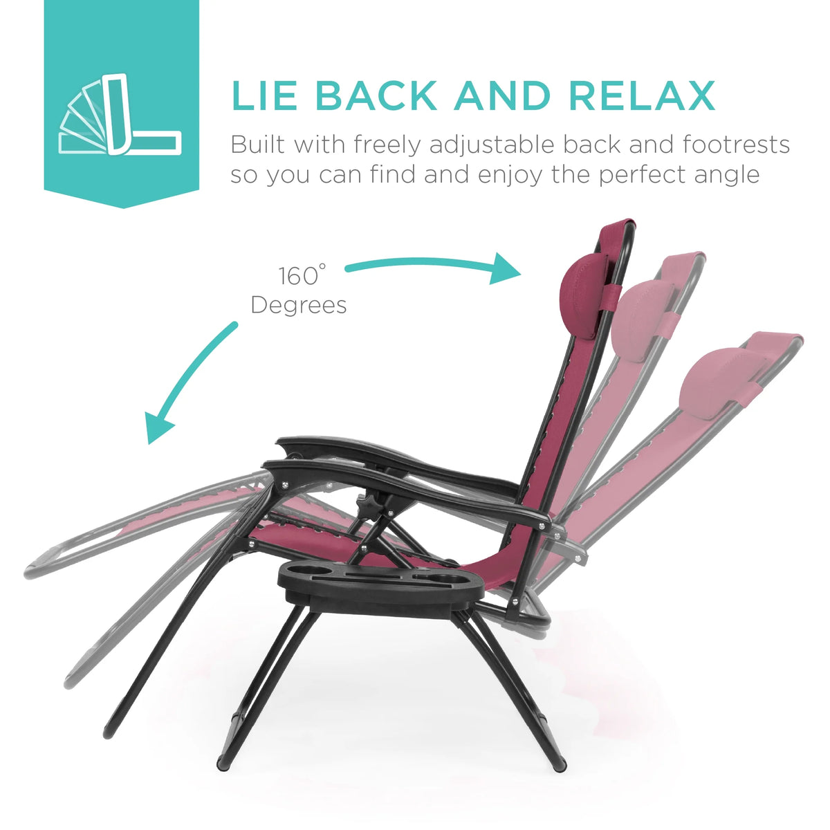 Best Choice Products Set of 2 Zero Gravity Lounge Chair Recliners for Patio, Pool w/ Cup Holder Tray - Gray