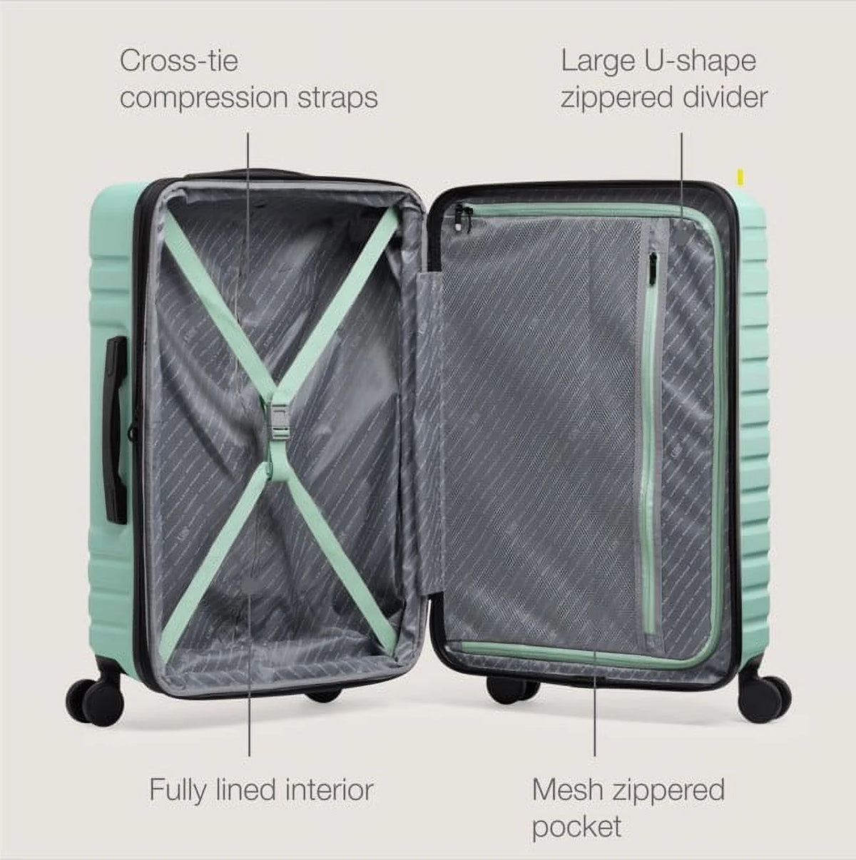 U.S. Traveler Boren Hardside Rugged Spinner Luggage, Lavender, 30" Checked Large
