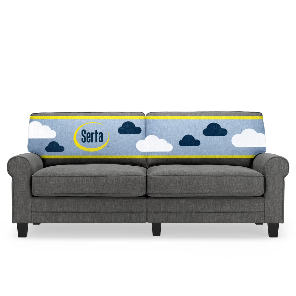 Serta Copenhagen 78" Rolled Arm Sofa with Removable Covers Dark Brown