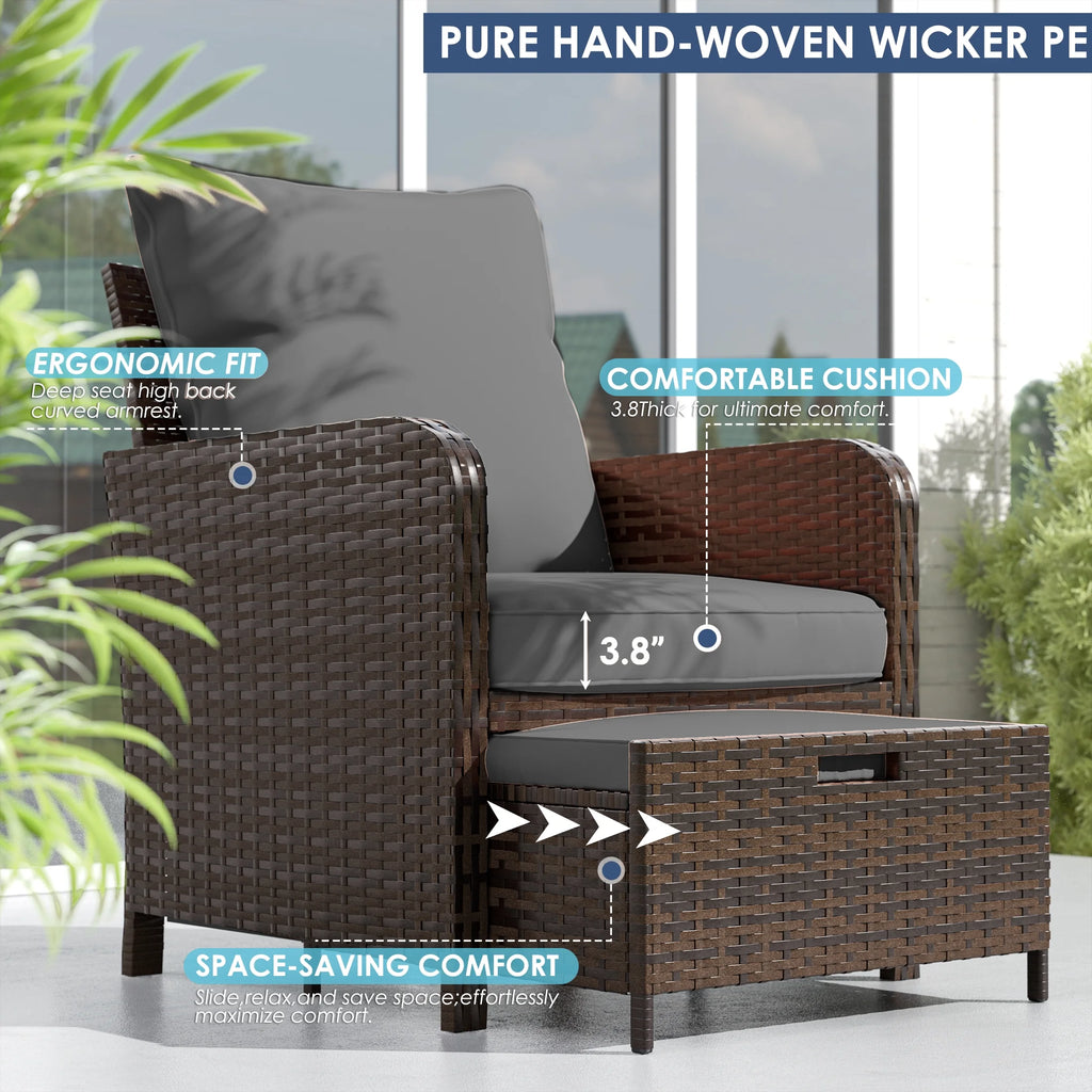 UDPATIO Balcony Furniture 5 Piece Patio Furniture Set, Outdoor Patio Chair , Dark Grey