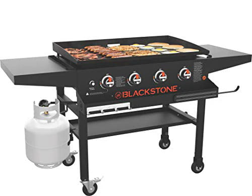 1984 Original 36 Inch Front Shelf, Side Shelf & Magnetic Strip Heavy Duty Flat Top Griddle Grill Station for Kitchen, Camping, Outdoor, Tailgating, Black