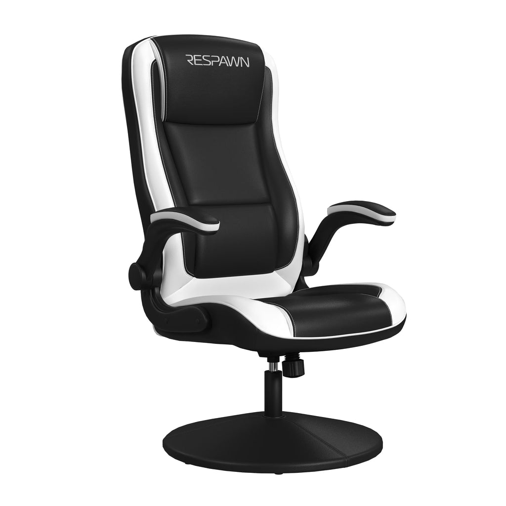 RESPAWN 800 Swivel Rocker Gaming Chair - Ergonomic Floor Gaming Seat with Lumbar Support, Flip Up Armrest, High Back, Pedestal Base, Comfortable No Wheels Console Video Game Rocker Chair - Red