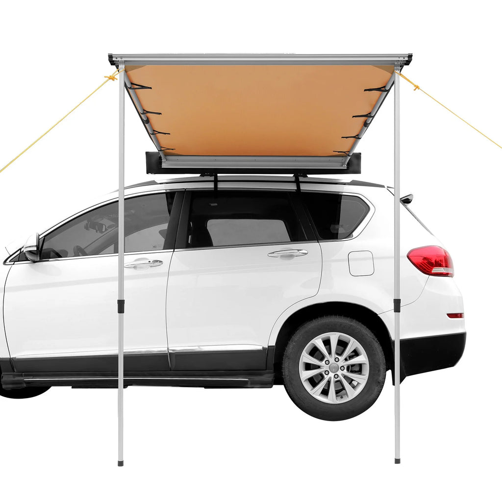 JWRWEF 6.5x8.2ft Car Side Awning, Waterproof SUV Truck Rooftop Tent Sunshade, 280G PU3000mm Fabric Outdoor Shelter, UV & Wind Resistant Camping Canopy with Carry Bag