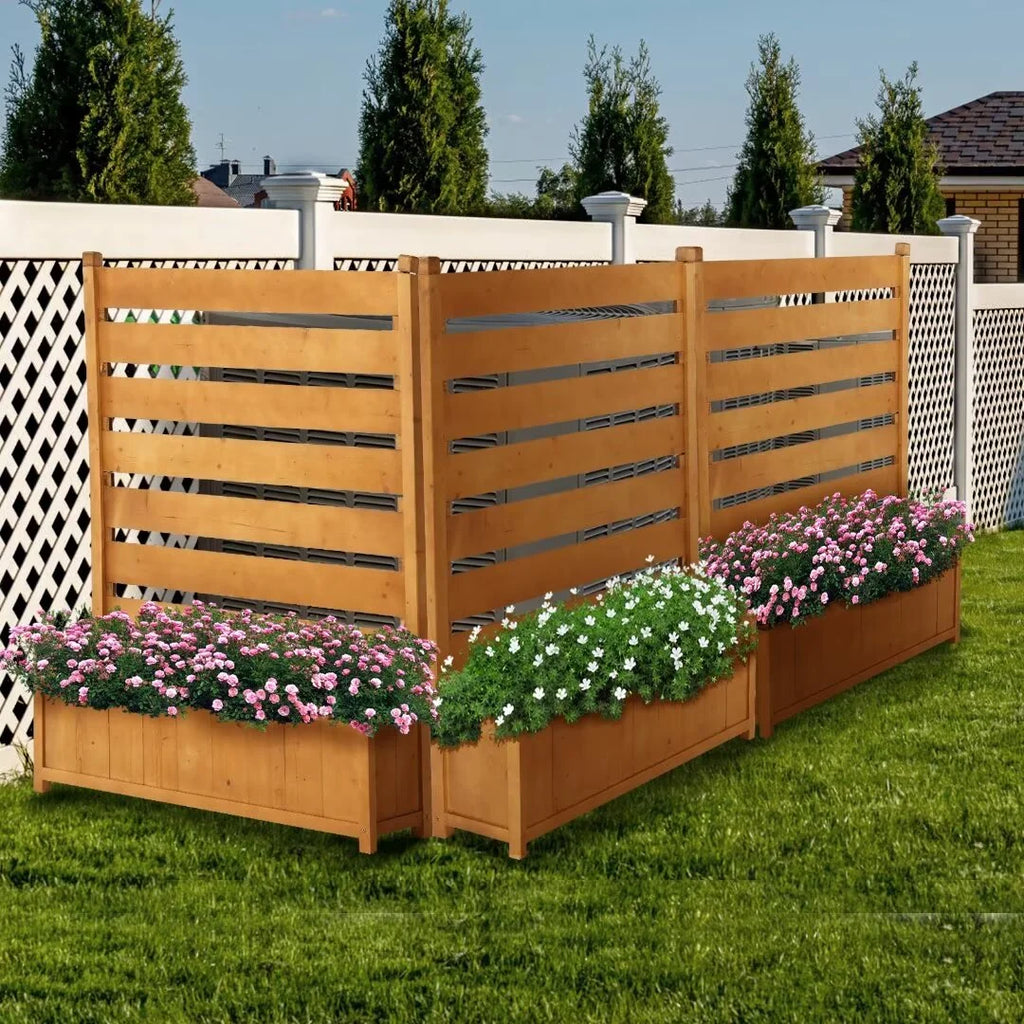 "NAIZEA Air Conditioner Fence, Pool Equipment Enclosure, Trash Can Enclosure, Metal Stake Wood Fence Panel 38"" W x 60"" H"