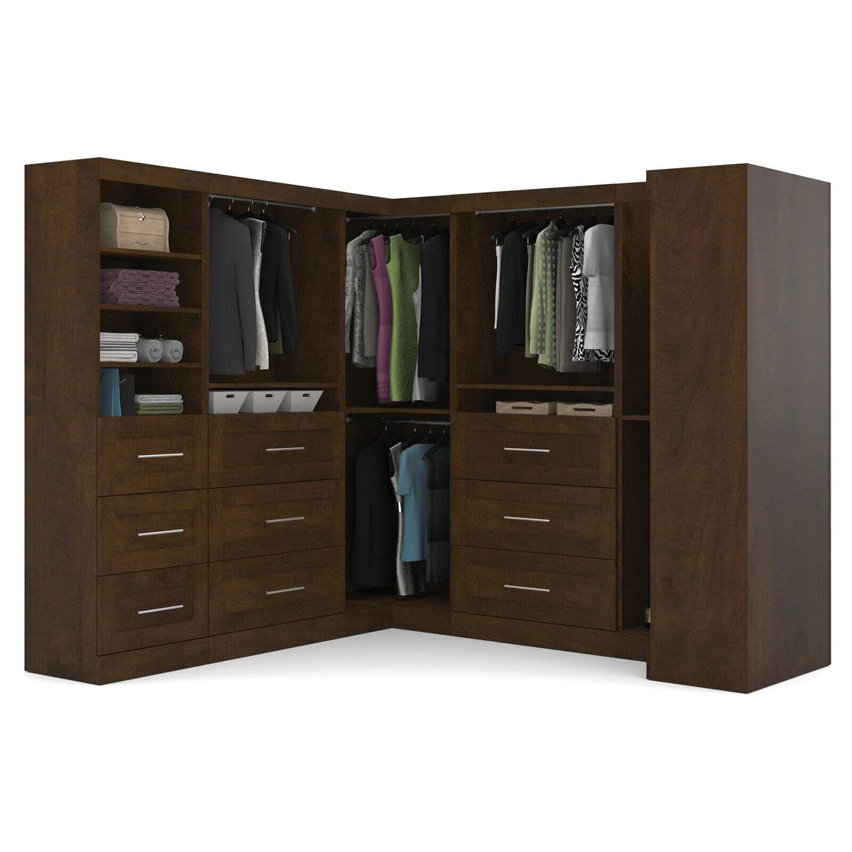 Bestar Pur 161W Walk-In Closet Organizer System in Bark Gray - Engineered Wood