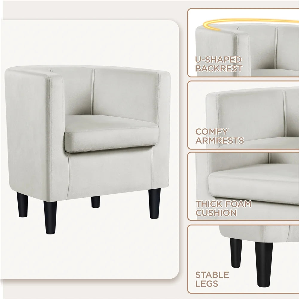 Yaheetech Upholstered Barrel-shaped Accent Chair for Living Room, Beige