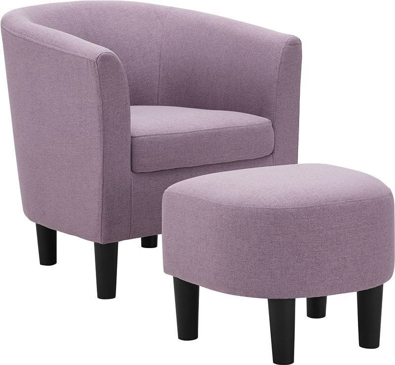 Dazone Swivel Armchair & Ottoman Set, Modern Accent Upholstered Single Sofa Chair With Footstool, 360°Rotating Armchair and Footrest Set, Club Tub Chair for Living Room Bedroom Reading Room,Gray