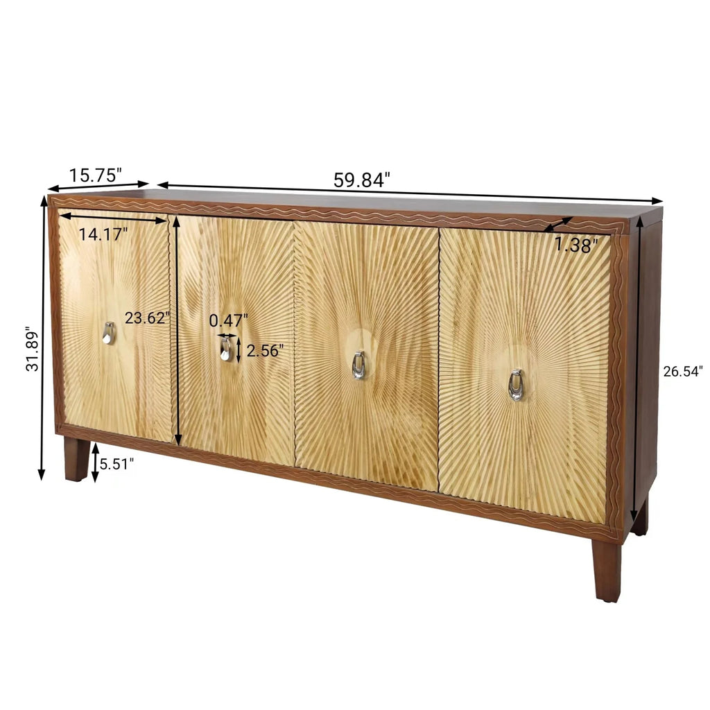 Large 4-Door Storage Cabinet with Adjustable Shelves, Modern Multi-Room Organizer for Living Room, Kitchen, Bedroom, Hallway - Blue