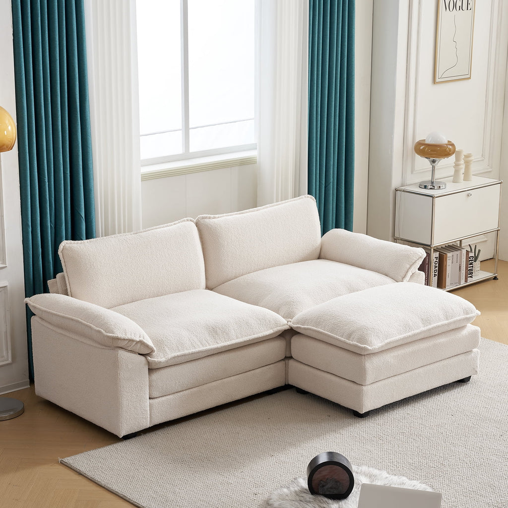 Zimtown Sectional Sofa with Ottoman, L Shaped Convertible Couch with Removable Chaise Chenille Fabric Sofa Set for 4-6 Persons Living Room Furniture Dark Grey