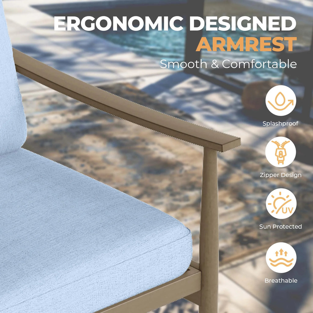 HAPPATIO Aluminum Outdoor Furniture Set - 5 Pieces Patio Furniture Set Includes 1 Side Table, 2 Swivel Chairs and 2 Ottomans with Thick Cushion, Patio Conversation Set for Backyard Poolside (Grey)