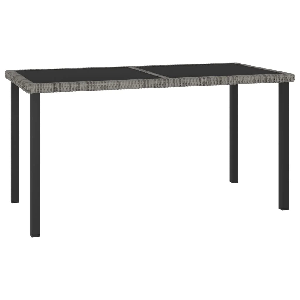 vidaXL Outdoor Dining Table Garden Porch Patio Table with Glass Top PE Rattan