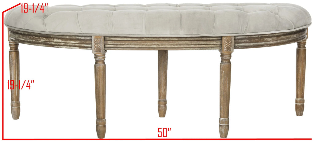 SAFAVIEH Abilene Tufted Rustic Semi Circle Bench, Beige/Rustic Oak