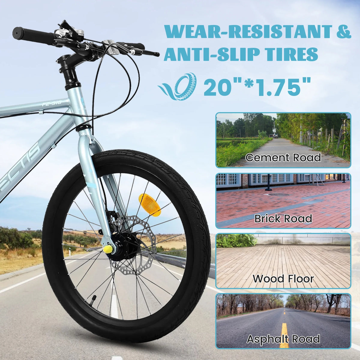 20 Inch Kids Bike for Boys Girls, 7-Speed Children Road Bike with Steel Frame and Dual Disc Brakes, Kids Road Bicycle for Ages 6-12 Years Old Birthday Gift, Silver