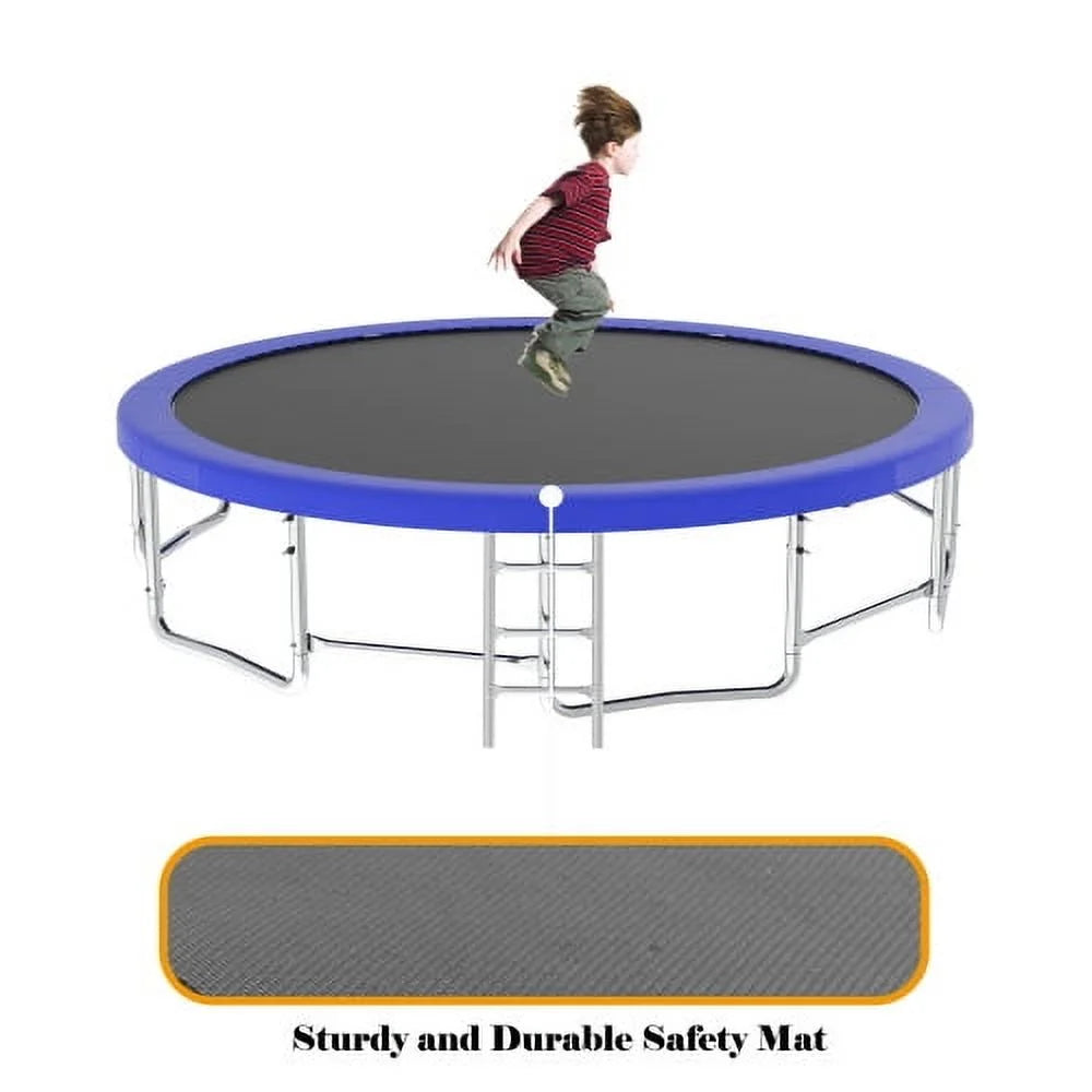 16FT Trampoline for Kids and Adults,Outdoor Large Recreational Trampoline with Ladder and Basketball Hoop,Blue
