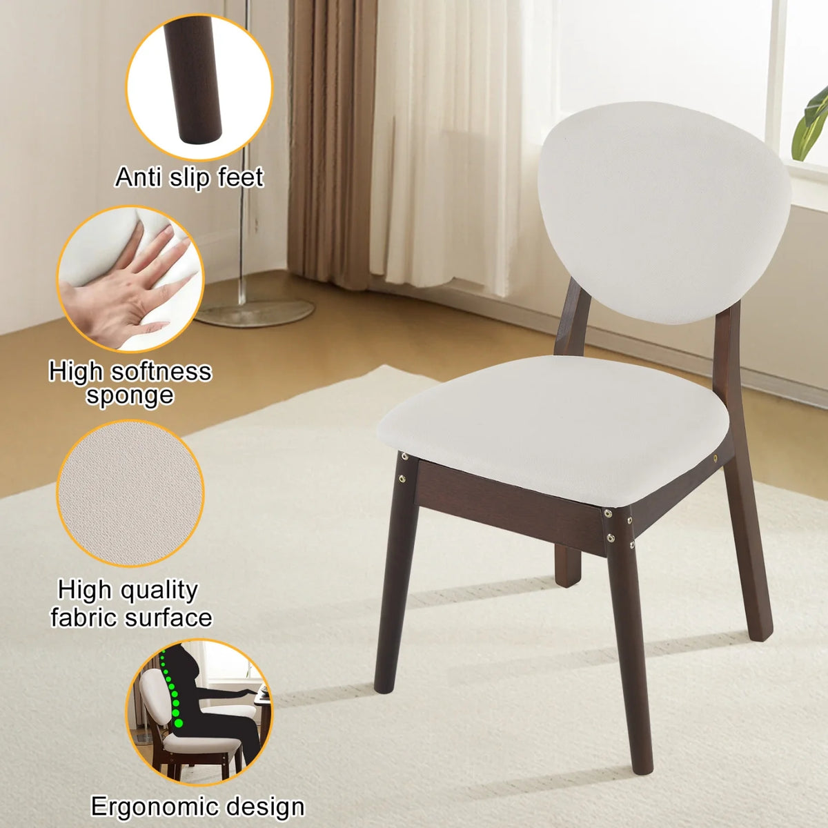 5-Piece Wooden Kitchen Table and Chair Set, Dinette Sets with 1 Rectangular Table and 4 Upholstered Chairs, Space-Saving Dining Table Set for 4, Natural