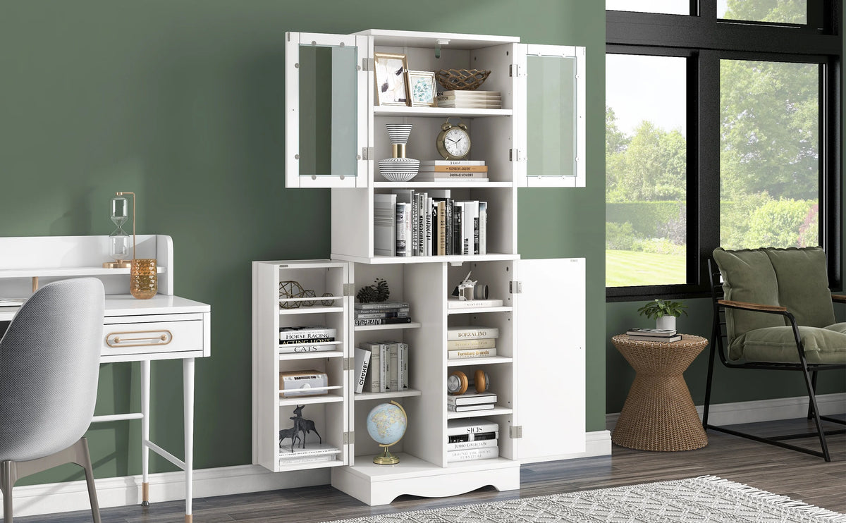 Bellemave White Tall Storage Cabinet with Adjustable Shelf Bathroom Cabinet with 1 Drawer and Storage Rack Large Freestanding Wood Cabinet Storage Organizer Floor Cabinet, White