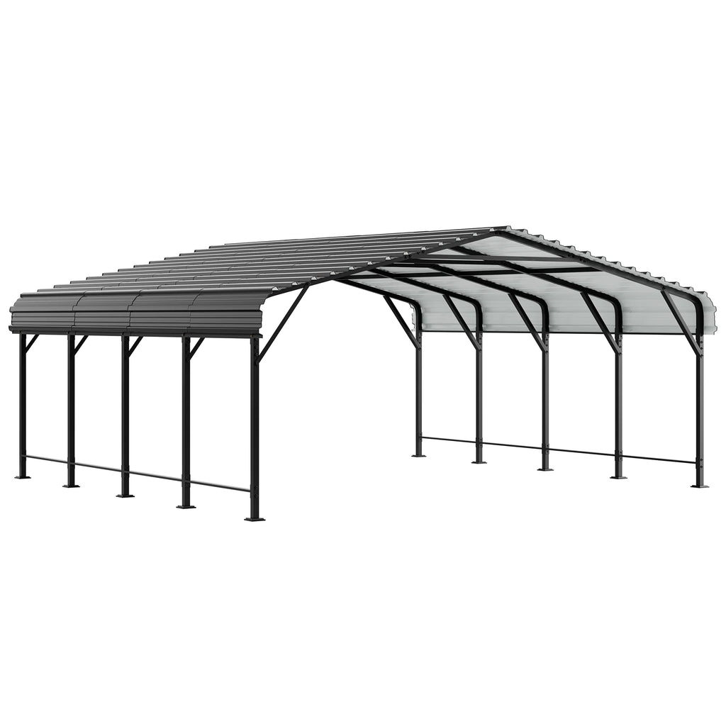 Walsunny 12X20 FT Carport, Outdoor Heavy Duty Carport Canopy with Galvanized Steel Roof, Metal Carport Extra Large Garage Car Storage Shelter